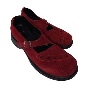 Dansko Burgundy Suede Clogs with Buckle